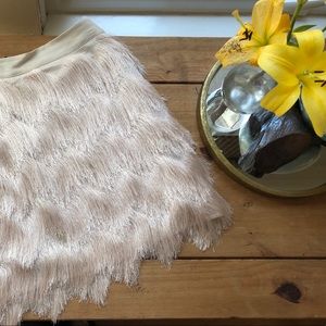 Cream fringe skirt